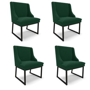 Imagem de Cadeira Sala De Jantar Industrial Preto Kit 4 Liz Bouclê Verde D03 - D'rossi