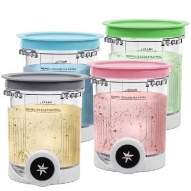 Imagem de NANOBABY Substituição de canecas e tampas compatível com Ninja Swirl da Creami NC700 Series Ice Cream Makers, 473 ml Recipientes de reposição para Creami Swirl NC701 NC701Q CN701CO, pacote com 4, sem