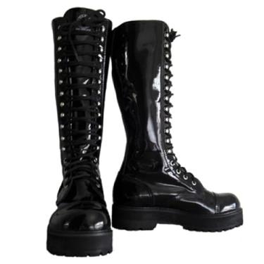 Imagem de Coturno Vilela Boots Cano Alto Preto Couro Legítimo | Estilo e Durabilidade (Envernizado, BR, Adulto, Numérico, 39)