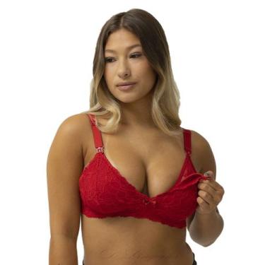 Imagem de Sutiã amamentação com Renda e Algodão Sutien Reforçado Maternidade Pos