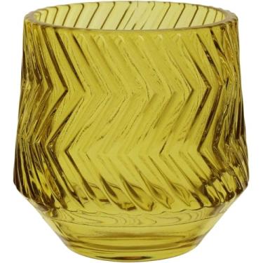 Imagem de CASTIÇAL PORTA VELA DECORATIVO HOME&CO VIDRO 8x8x8cm AMARELO