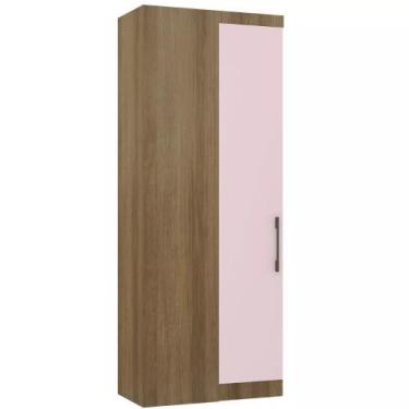Imagem de Guarda-roupa Canto Reto Modulado 1 Porta Paris Luciane, Avelã/Rosa