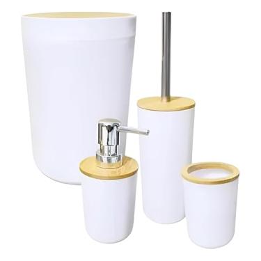 Imagem de CLINK Kit Banheiro - Plástico Branco Liso Mate - Escova Sanitária, Lixeira, Organizador, Organizador de Escovas