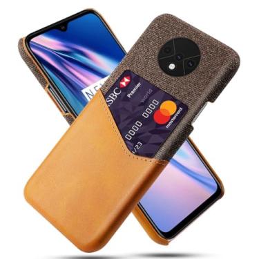 Imagem de Capa para Oneplus 7t,Tela e tampa de couro PU,Antideslizante,360°cobertura completa à prova de choque com 1 slot de cartão atrás,Prevenção de queda-Brown