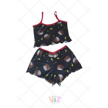 Imagem de Kit 5 Baby Doll Feminino Estampado  Pijama Cropped Short Doll Fashion 
