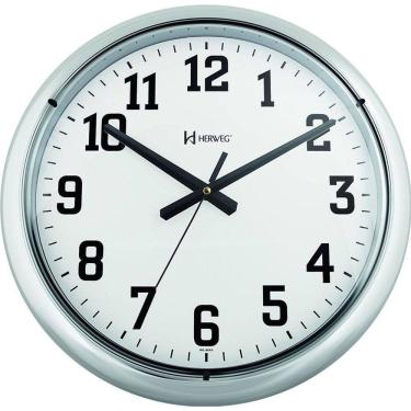 Imagem de 6128s Relógio Parede 40cm Cromado Sem Barulho Silencioso Prata