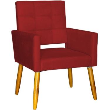 Imagem de Poltrona Decorativa Para Sala Recepção Isa Suede Cores Pé Palito Castanho
