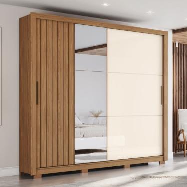 Imagem de Guarda Roupa Casal Vasti 2 Portas Deslizantes com Detalhe Ripado/Soft 4 Gavetas com Usinagem e Pes Inclusos