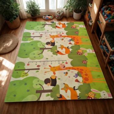 Imagem de Tapete Tatame Infantil Dobrável Dupla Face 2x1,5m Antiderrapante Engatinhar Impermeável Confortável Educativo Acompanha Sacola Lavável Seguro Macio Estampas Variadas Quarto Brinquedoteca Bebês Criança