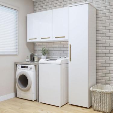 Imagem de Lavanderia Completa Jundiaí 4 Portas 6 Prateleiras Branco - Kaiki Móveis