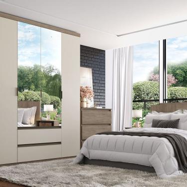 Imagem de Guarda-roupa 4 Portas 168cm X 230cm X 55cm Nobre Rustic / Off White