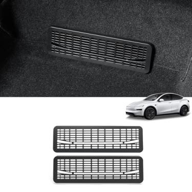 Imagem de LUCKEASY 2 peças de proteção de grade de ventilação de fluxo de ar para Tesla Model Y Juniper 2025 2026 capa de ventilação traseira sob o assento protetor de grade de saída de ar condicionado para
