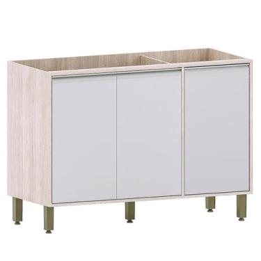 Imagem de Balcão de Pia 120 cm para Cozinha 3 Portas Atenas - Luciane, Cinza Cri