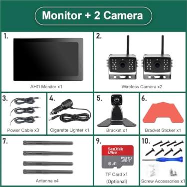 Imagem de Tela sensível ao toque 10'' AHD Digital compatível com DVR sem fio, câmera de ré com monitor WiFi de 4 canais compatível com caminhão/reboque/ônibus/trailers/reboque(Add 2 camera,128G)