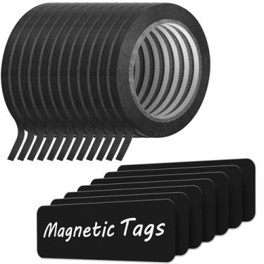 Imagem de Fainne 12 rolos 1/8 fita fina quadro branco com 54 etiquetas magnéticas apagáveis a seco placa de nome etiqueta de nome fita magnética risca de nome para material de escritório de volta às aulas