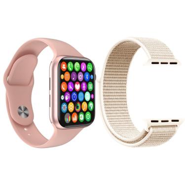Imagem de Kit 1 Relógio Smartwatch Iwo8 Rosa + 1 Pulseira Rosa Vintage