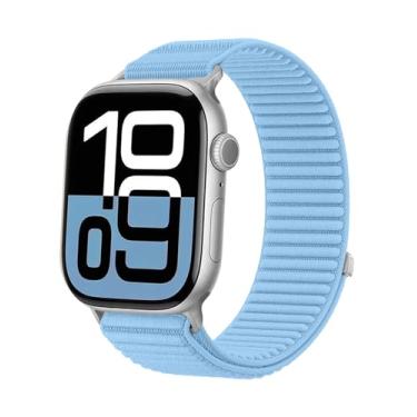 Imagem de Pulseira esportiva de nylon compatível com Apple Watch SE 2/SE/ séries 10 9, 8, 7, 6, 5, 4, 3, 2 e 1 de 38 mm, 40 mm, 40 mm, 41 mm, 44 mm, 45 mm e 46 mm, para mulheres e homens (Island Blue, 44/45/46