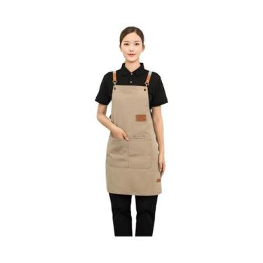 Imagem de Avental de Cozinha Feminino à Prova d'Água com Bolsos - Mandil Profiss
