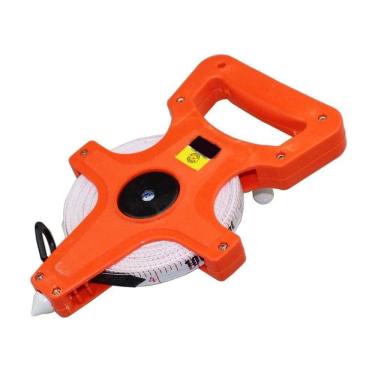 Imagem de Trena 50 Metros Metrica Gigante Fibra De Vidro Medicao Com Manivela Caixa Aberta Profissional