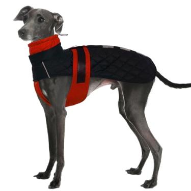 Imagem de IECOii Casaco Greyhound, casaco de inverno impermeável para cães galgos italianos, casaco de lã para cães pequenos, jaqueta de neve com orifício para arreios, roupa de neve Salukis refletiva para