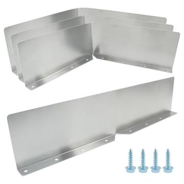 Imagem de LifCratms 4 peças de proteção contra respingos de calha de chuva prateada, desviador de chuva de telhado para canto de telhados de telha de casa (estilo dobrado)