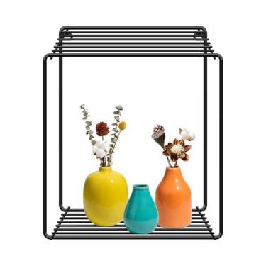 Imagem de Prateleira Mini Quadrado Aramado Preto: Organize com Elegância e Prati