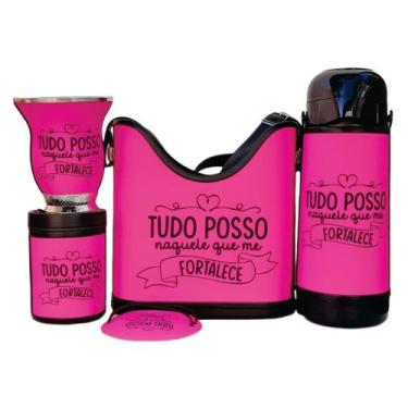 Imagem de KIT COMPLETO CHIMARRÃO tudo posso naquele que me fortalece Cor ROSA - 