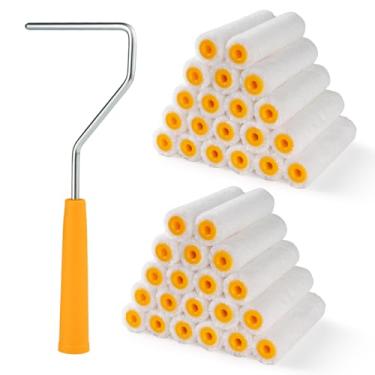 Imagem de Mister Rui Capas de rolo de tinta, 40 peças, rolo de pintura de 10 cm soneca de 6 mm, rolos de tinta de microfibra para pintar paredes, armários, acabamento, uso com todas as tintas e manchas