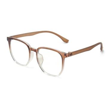 Imagem de Armação de óculos da moda masculina e feminina, ultraleve TR90, tamanho grande, anti-luz azul, lente transparente, chá transparente, C