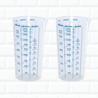 Imagem de Kit 2 Copos Medidas Graduado 500 Ml 0,5L Medidor Xícara Óleo - Injetem