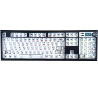 Imagem de GMK104 Barebones Kit de teclado com tela e botão, QMK/VIA Programável BT5.0/2.4GHz/Tipo-C Junta Tri-Mode Montado Hot Swap RGB Backlit Kit PCB Personalizado Tamanho Completo Teclado Mecânico DIY para