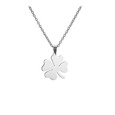 Imagem de KOEDLN Colar Com Pingente De Trevo Quatro Folhas Em Aço Inoxidável, Folha Planta Da Sorte Para Mulheres