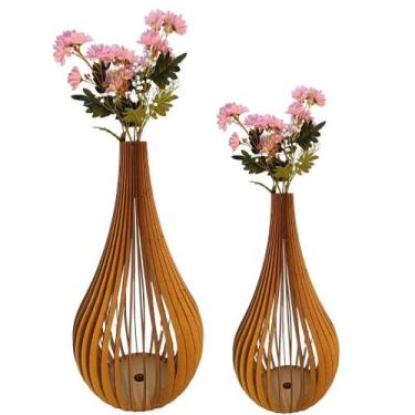 Imagem de Vaso de Chão Decorativo Grande CAPADÓCIA MDF - LENOBRE, MDF CRU, Kit c