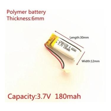 Imagem de Bateria De 6mmx12mmx30mm 3.7v 180 Mah Mp3, Mp4, Fone , - bgb