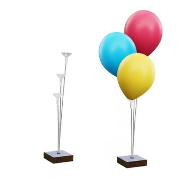 Imagem de Suportes para balão 3 hastes 27cm base em MDF - 2 unidades - Piffer
