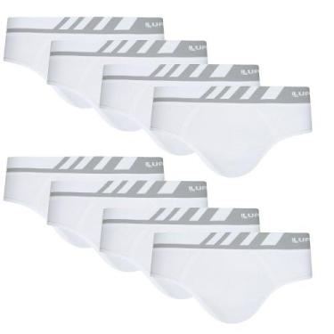 Imagem de Cueca Slip Lupo Microfibra Sem Costura  Kit Com 8 Cuecas Nfe, G, Branc
