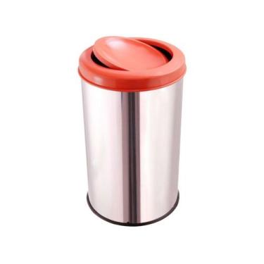 Imagem de Lixeira Aço Inox Para Cozinha Reciclável 20 Litros Tampa - CM Design, 