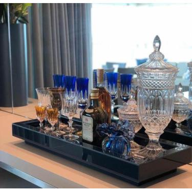 Imagem de Bandeja Vidro Preto Luxo Decoração 50X25 - Inova