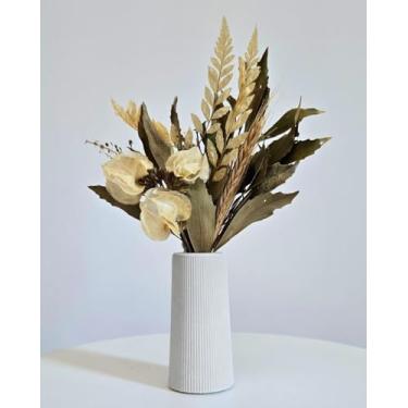 Imagem de Arranjo De Flores Secas Decorativo Vaso Garrafa Tubo Listras