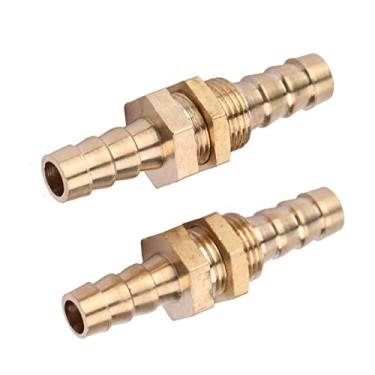 Imagem de EVGATSAUTO 2PCS Latão Bulkhead Encaixe De Tubulação Latão Straight Mangueira Barb Fitting Bulkhead Conector para Usinagem CNC Máquina De Injeção De Torno Automático (10mm)