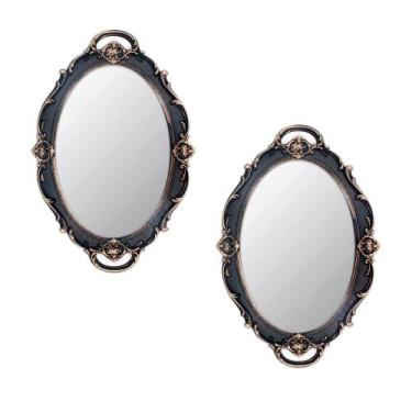 Imagem de Espelho oval suspenso vintage Eaoundm 37x25cm (marrom, 2 unidades)