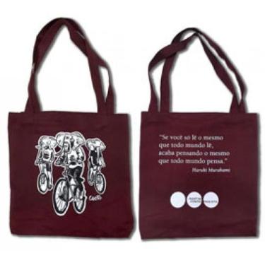 Imagem de Ecobag vinil - martins fontes - elefantes de bicicleta - vinho - SENHO