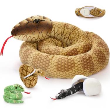 Imagem de Jibóia de pelúcia Tezituor Snake Boia Constrictor com bebês de 2 m