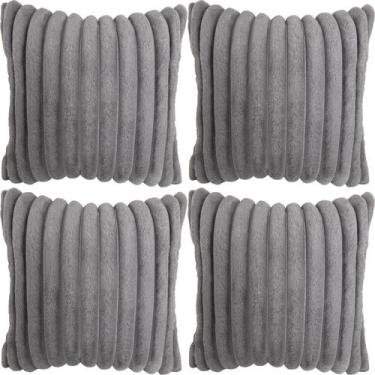Imagem de Capa de travesseiro Bunliuys Velvet Faux Fur 45 x 45 cm cinza (pacote 