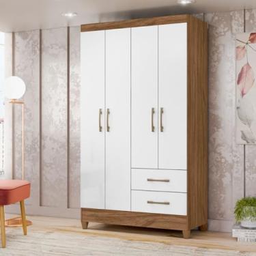 Imagem de Guarda Roupa Solteiro 103x182cm Chile Moval Cor:Naturale/Branco