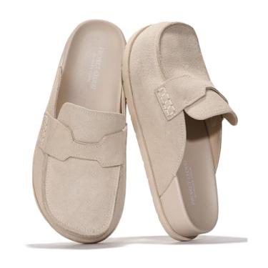 Imagem de Project Cloud Tamanco feminino de camurça genuína - suporte de arco de espuma viscoelástica sola antiderrapante para calçados femininos - Sapatos de inverno plataforma (espumoso), Camurça óssea, 34