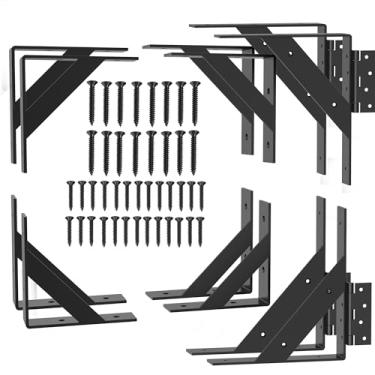 Imagem de Sdstone Suporte de canto de portão resistente, kit de portão antiqueda, ferragens de portão ajustável para cerca de madeira, garagem, portões de corral-2 pacotes (madeira não incluída)