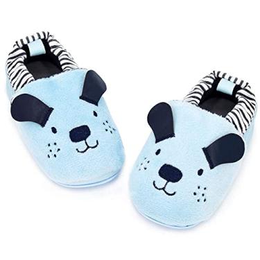 Imagem de LAFEGEN Sapatos de caminhada para bebês meninos e meninas com sola macia antiderrapante, mocassim infantil para recém-nascidos, primeiro andador, chinelo para berço (6 a 24 meses), 01 Blue Dog, 9-12 Months Infant