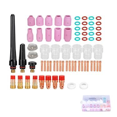 Imagem de Kit de acessórios de tocha de soldagem TIG 71 peças para WP-17/18/26, conjunto de bocal de cerâmica e copo de vidro
