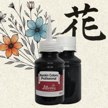 Imagem de Tinta Nanquim Nankin Para Caligrafia E Desenho Altezza Colors 100ml  E